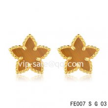 Fake Van Cleef & Arpels Sweet Alhambra Star Earrings Yellow Gold,Tiger'S Eye